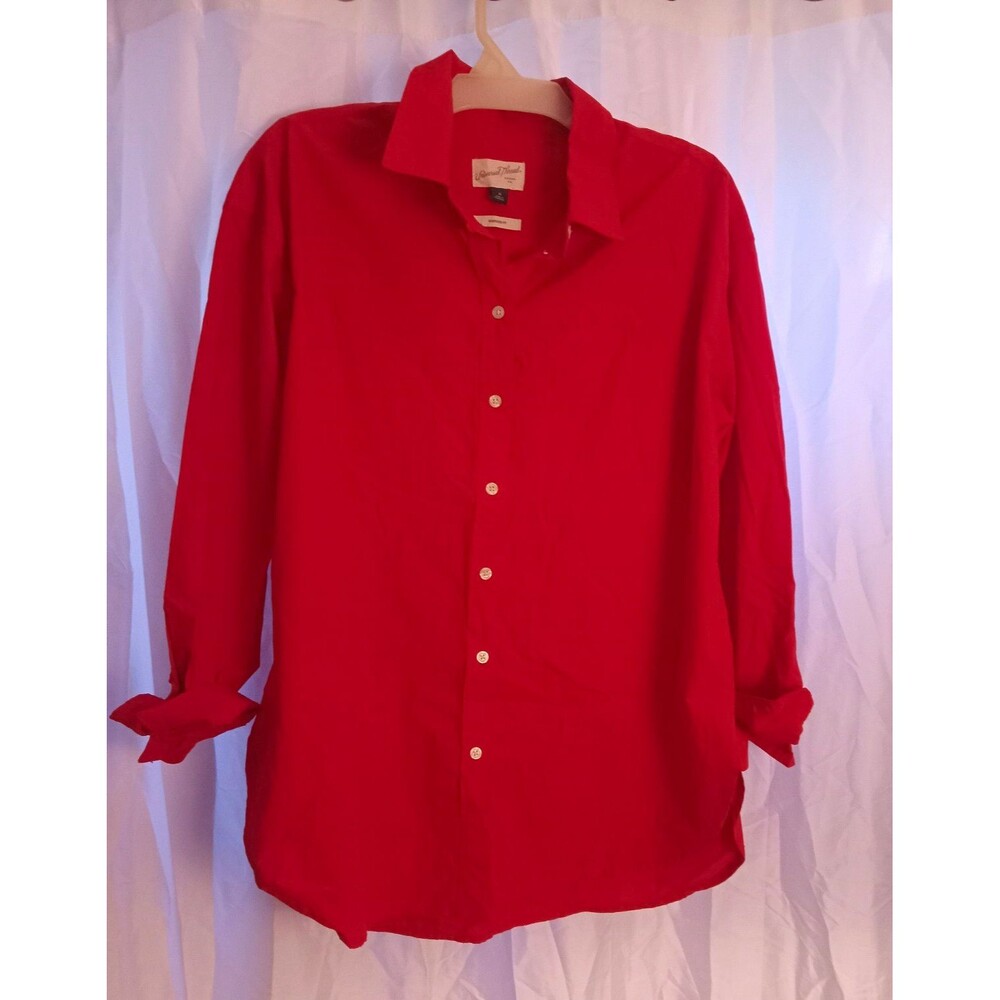 Universal Thread Women’s Red Cotton Oversized Collared Button-Up Shirt M